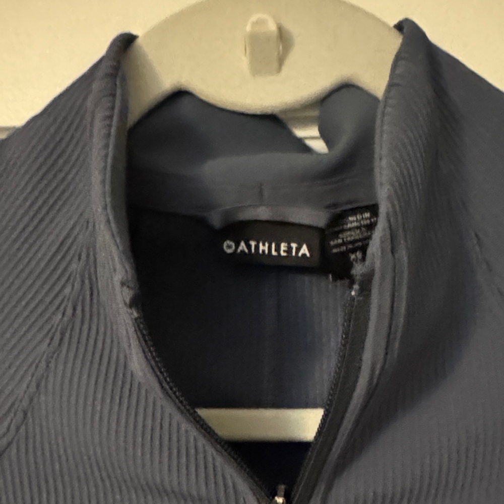 Athleta Navy Ribbed Full-Zip Jacket